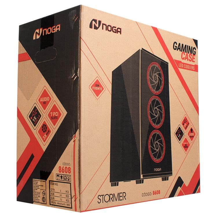 Gabinete Gamer Noga Stormer 8608 RGB con Fuente 600W y Vidrio Templado