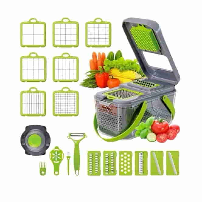 Mandolina Cortador y Rallador de Verduras Multifunción 22 Piezas Dinax DX-MAN22PAR