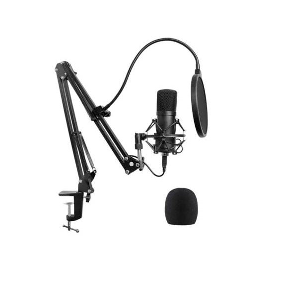 Kit Micrófono Condensador de Estudio Profesional MICSET802 con Brazo y Anti-Pop