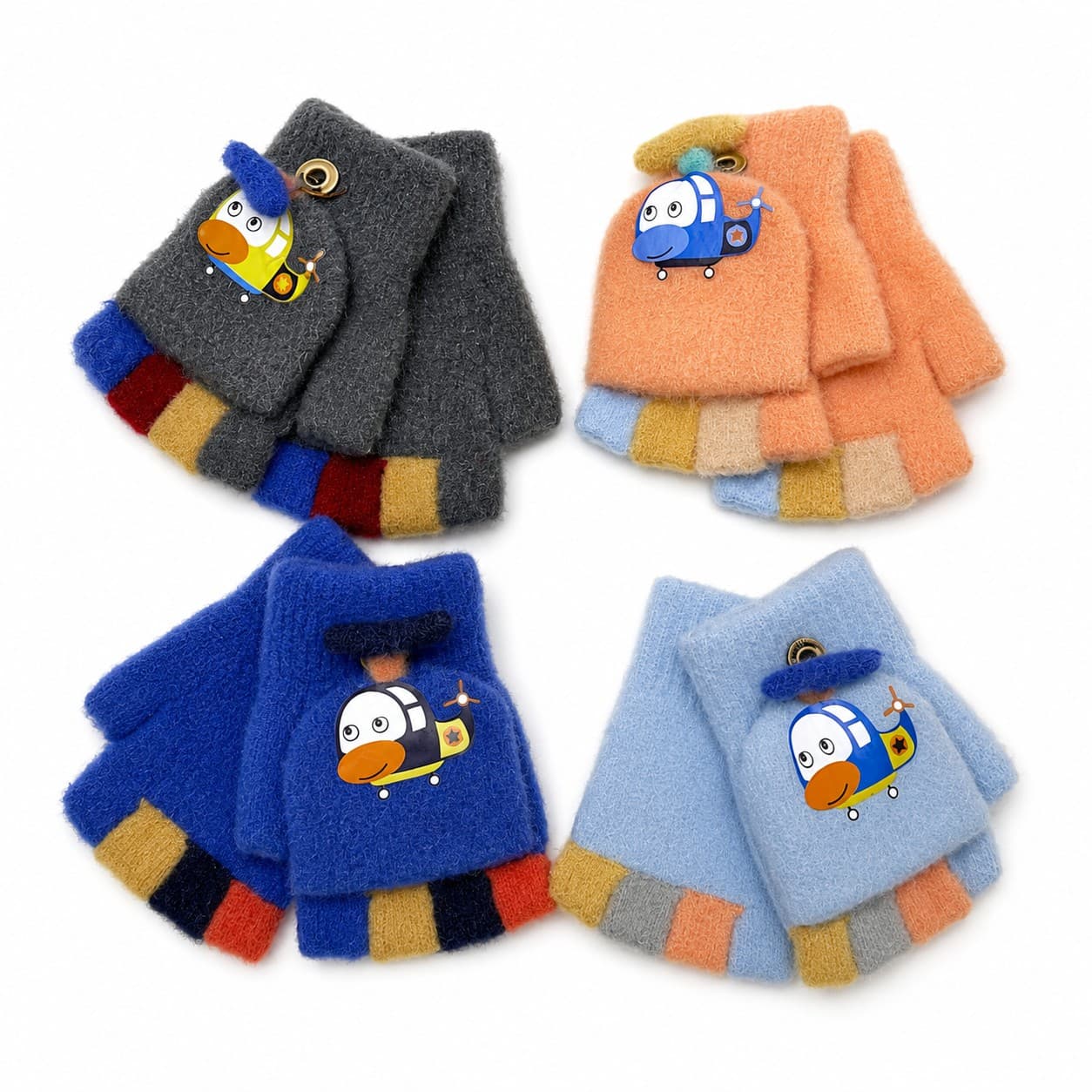 GUANTES INFANTILES DE NIÑOS MEDIO DEDO 12X9 CM - NYLON + ACRILICO - GBYM21
