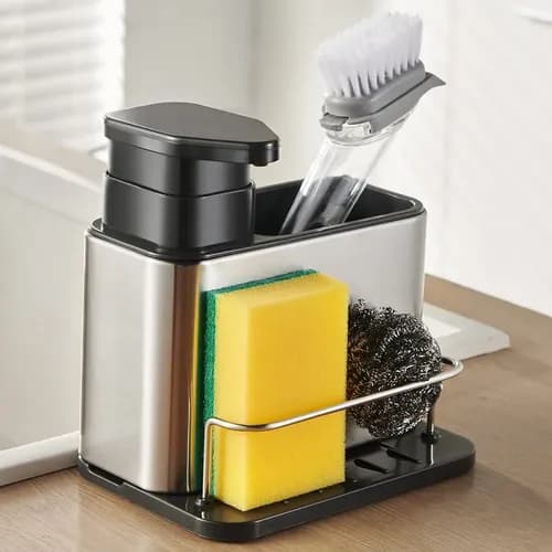 Dispensador de Detergente 2 en 1 con Porta Esponja Organizador de Bacha