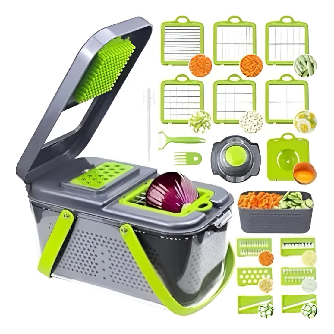Mandolina Cortador y Rallador de Verduras Multifunción 22 Piezas Dinax DX-MAN22PAR