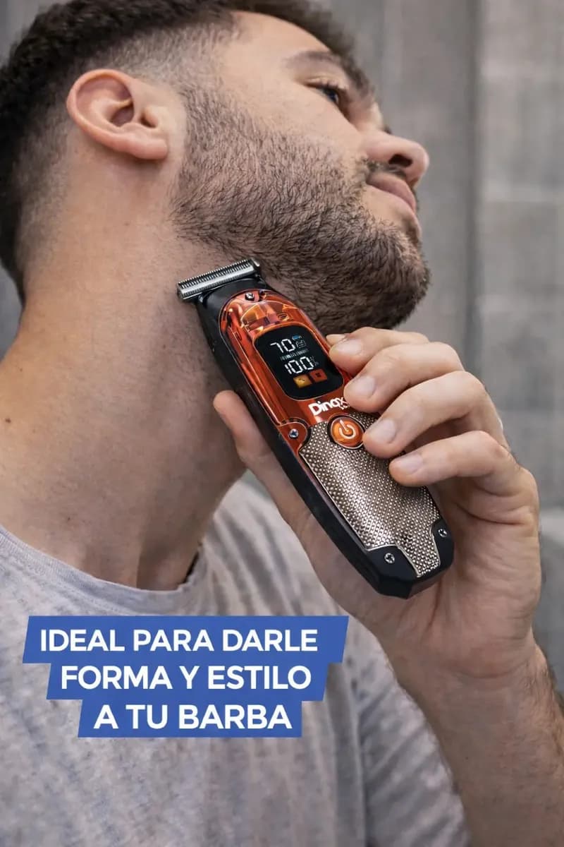 Cortadora de Pelo y Barba Recargable con Pantalla LCD Dinax CBR-5WA02