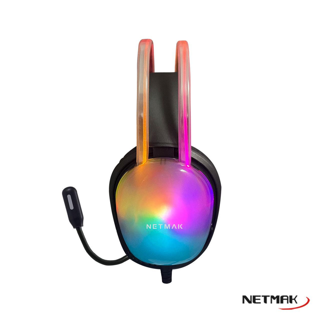 AURICULAR RGB GAMER 3.5 JACK + USB NETMAK NM-N25 BLANCO