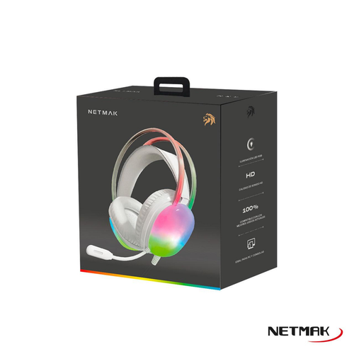 AURICULAR RGB GAMER 3.5 JACK + USB NETMAK NM-N25 BLANCO