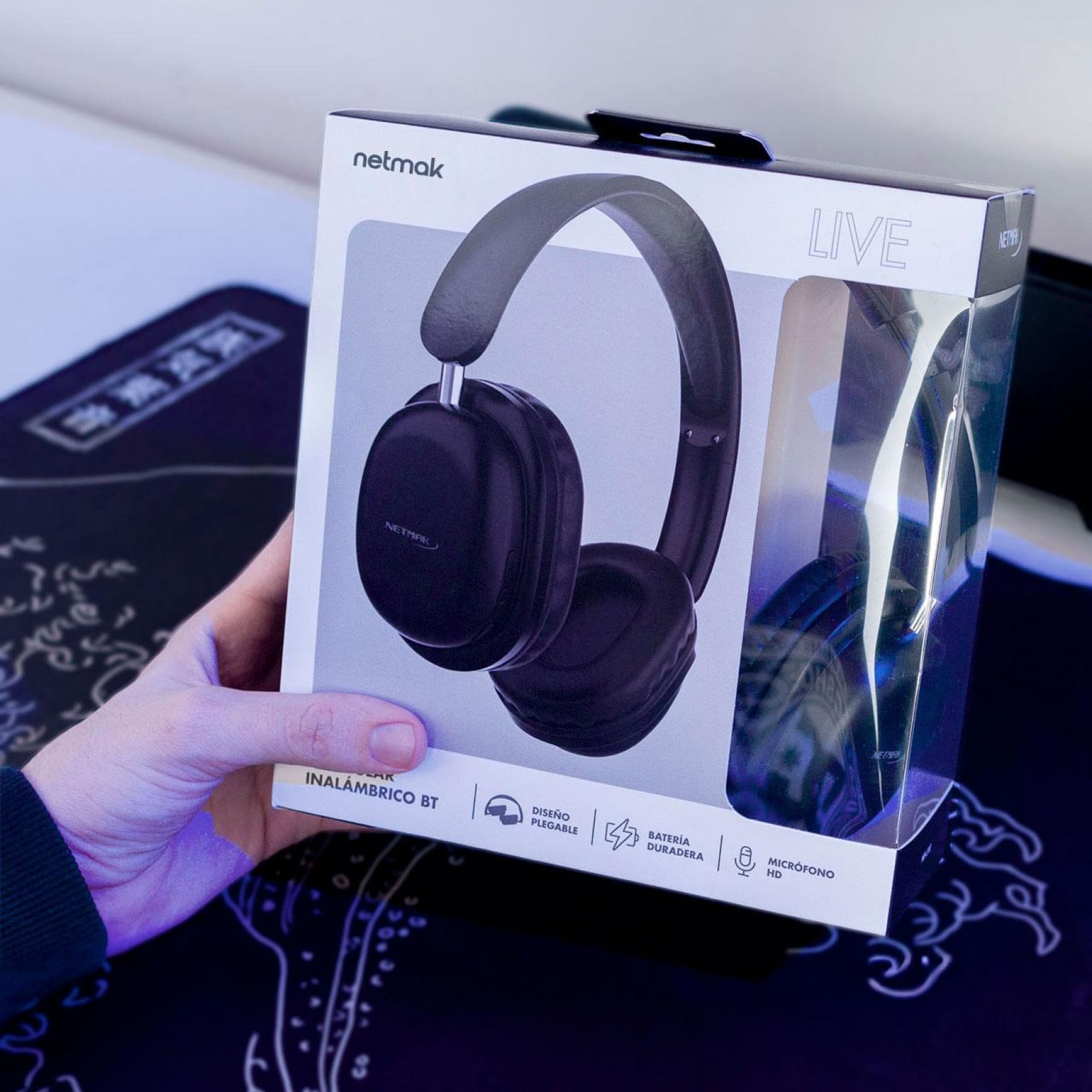 Auricular Inalámbrico Bluetooth Vincha Plegable Netmak NM-LIVE Rosa