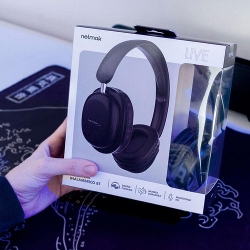 Auricular Inalámbrico Bluetooth Vincha Plegable Netmak NM-LIVE Rosa