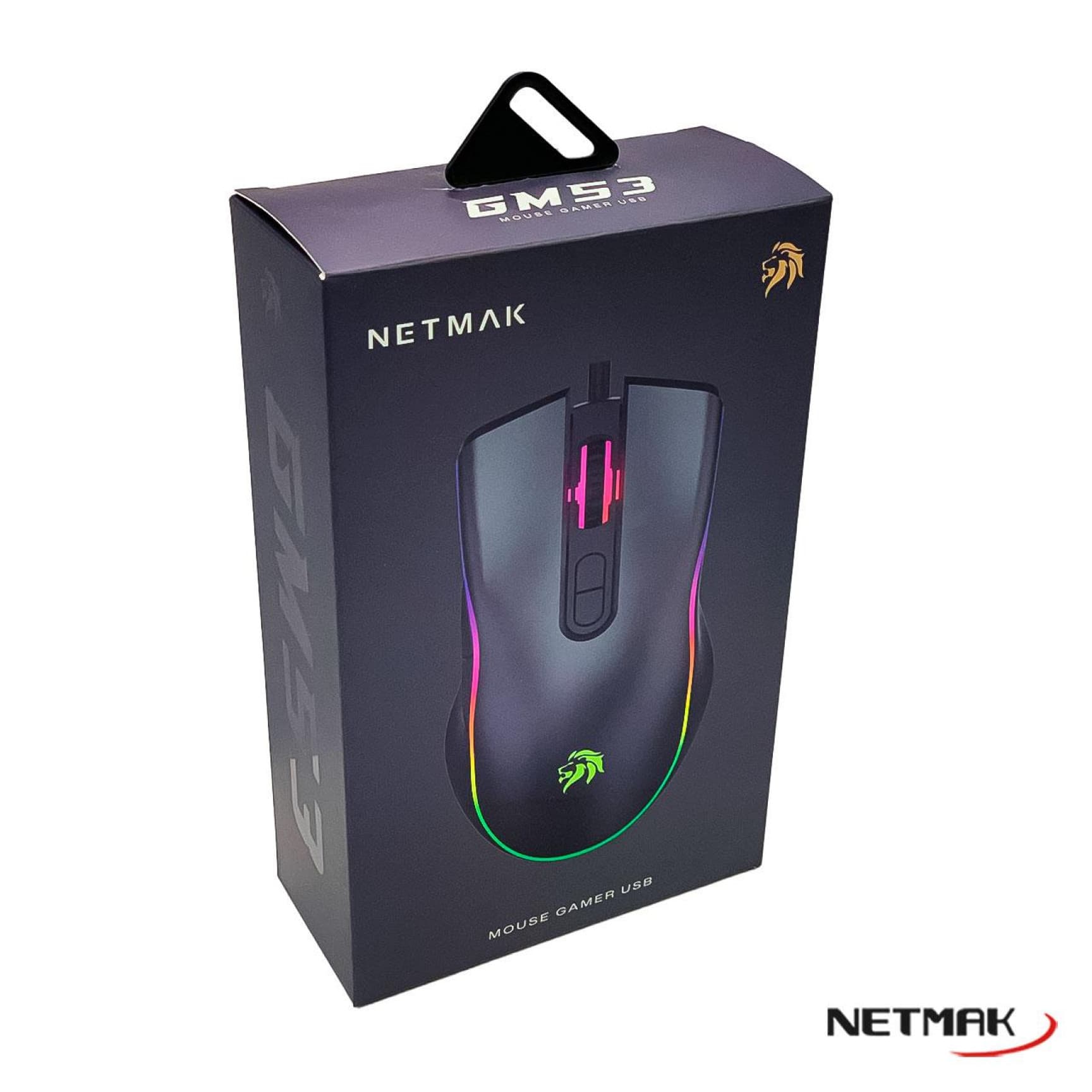 Mouse Gamer USB Netmak NM-GM53 7 Botones RGB 3600 DPI Ergonómico