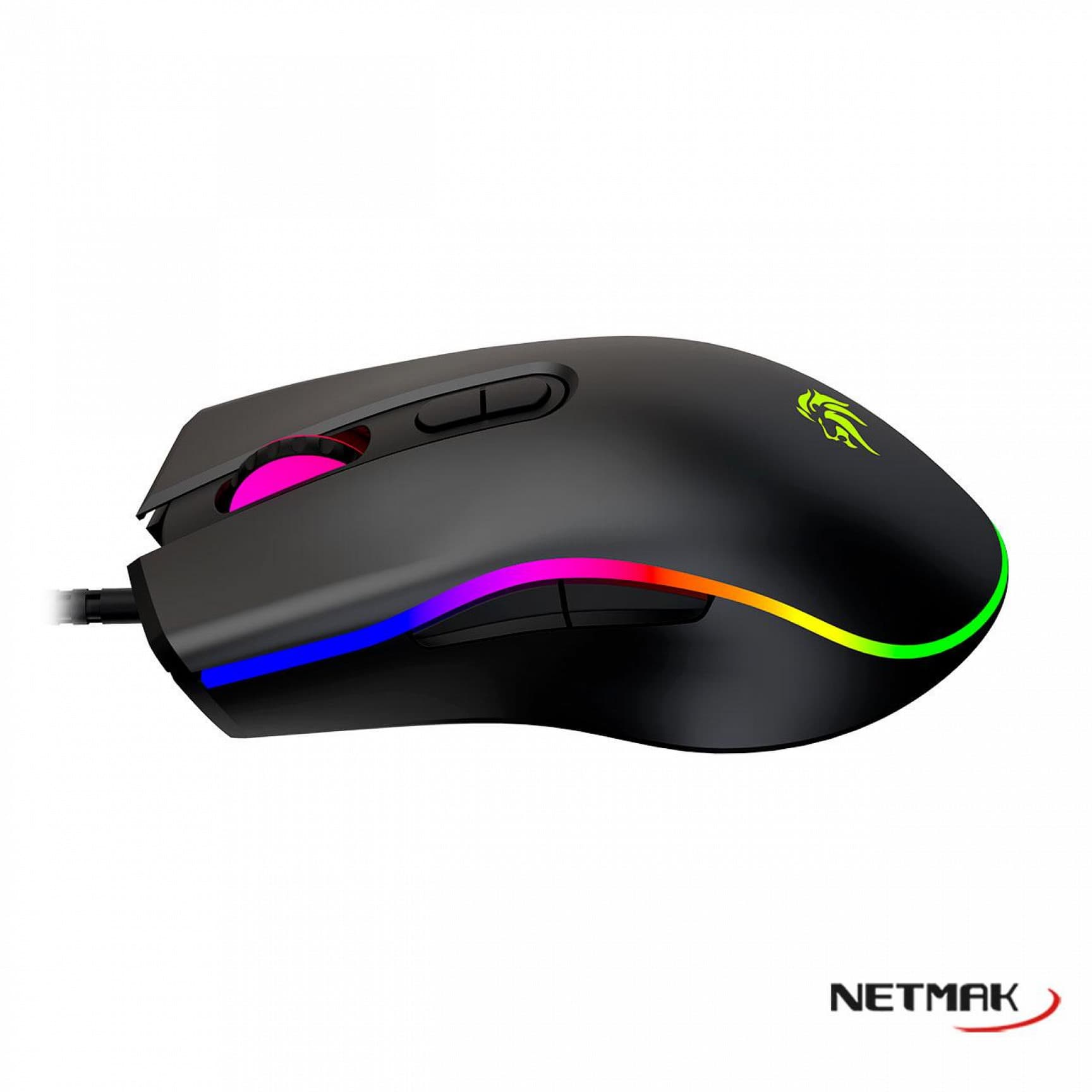 Mouse Gamer USB Netmak NM-GM53 7 Botones RGB 3600 DPI Ergonómico